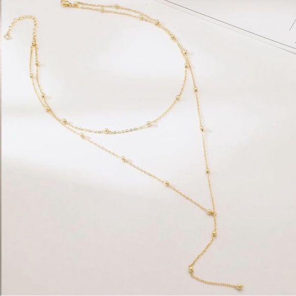 NEW 14k Gold Plated Gold Lariat Necklace - Picture 2 of 3